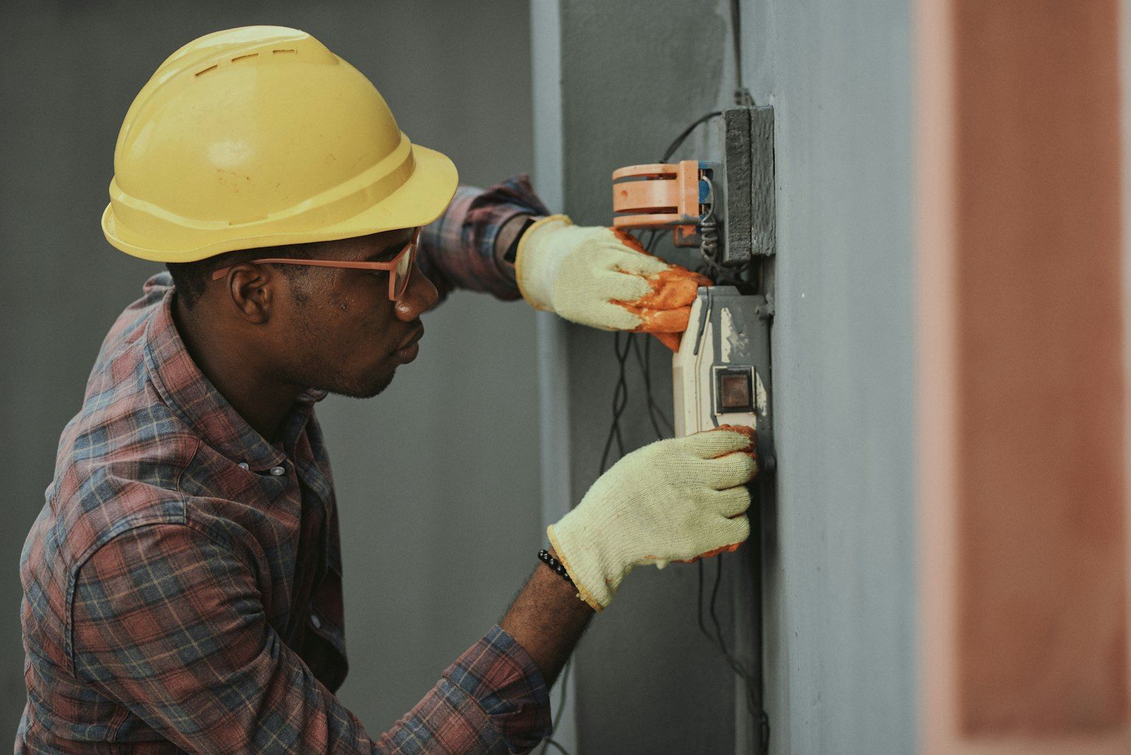 A contractor on the phone managing the business
